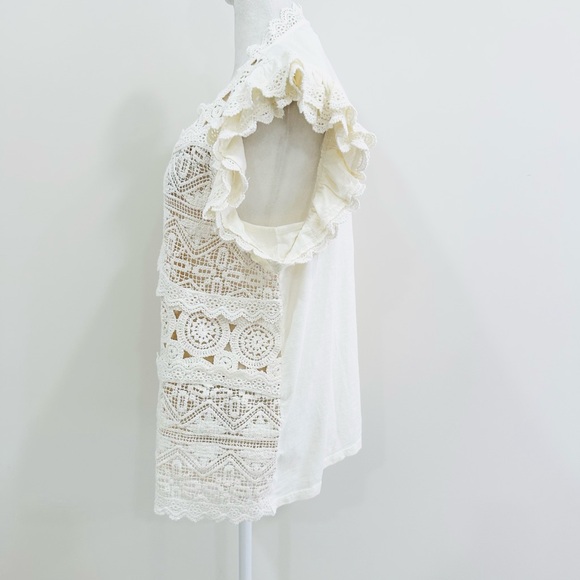 NWT Sundance Short Sleeve Crochet Ivory Top Size XL‎ - Picture 6 of 12